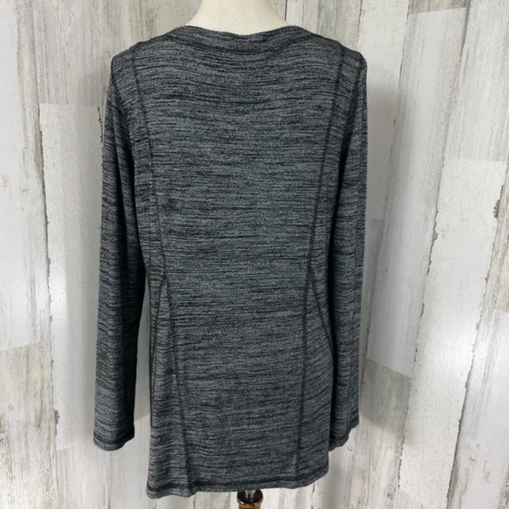 Soft‎ Surroundings Women's Gray Burnout Scoop Neck Stretch Long Sleeve Blouse M